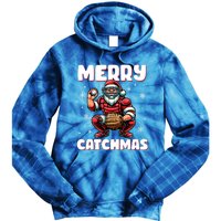 Merry Catchmas Santa Claus Baseball Catcher Xmas Christmas Gift Tie Dye Hoodie