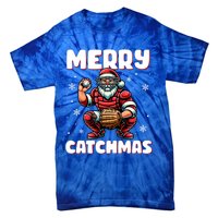 Merry Catchmas Santa Claus Baseball Catcher Xmas Christmas Gift Tie-Dye T-Shirt