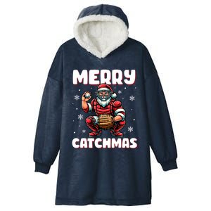 Merry Catchmas Santa Claus Baseball Catcher Xmas Christmas Gift Hooded Wearable Blanket