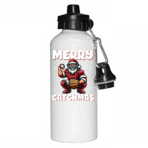 Merry Catchmas Santa Claus Baseball Catcher Xmas Christmas Gift Aluminum Water Bottle