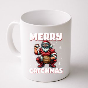 Merry Catchmas Santa Claus Baseball Catcher Xmas Christmas Gift Coffee Mug