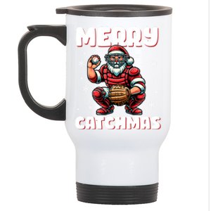 Merry Catchmas Santa Claus Baseball Catcher Xmas Christmas Gift Stainless Steel Travel Mug