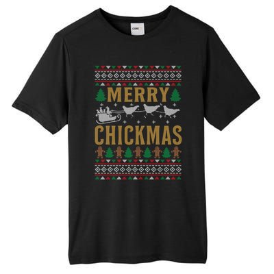 Merry Chickmas Santa Sleigh Chicken Funny Christmas Gift Funny Gift Tall Fusion ChromaSoft Performance T-Shirt