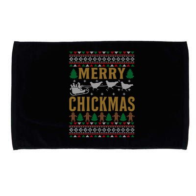 Merry Chickmas Santa Sleigh Chicken Funny Christmas Gift Funny Gift Microfiber Hand Towel