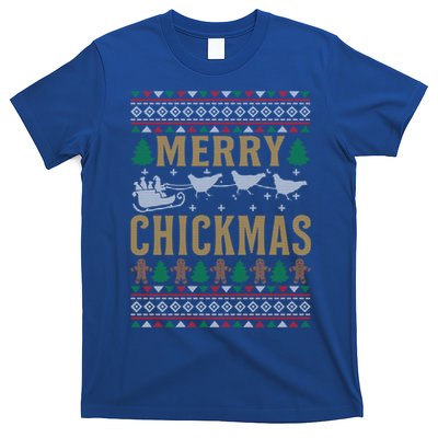 Merry Chickmas Santa Sleigh Chicken Funny Christmas Gift Funny Gift T-Shirt