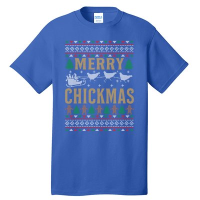 Merry Chickmas Santa Sleigh Chicken Funny Christmas Gift Funny Gift Tall T-Shirt