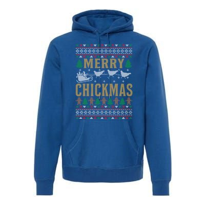 Merry Chickmas Santa Sleigh Chicken Funny Christmas Gift Funny Gift Premium Hoodie