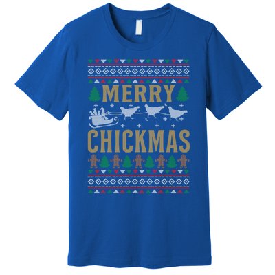 Merry Chickmas Santa Sleigh Chicken Funny Christmas Gift Funny Gift Premium T-Shirt