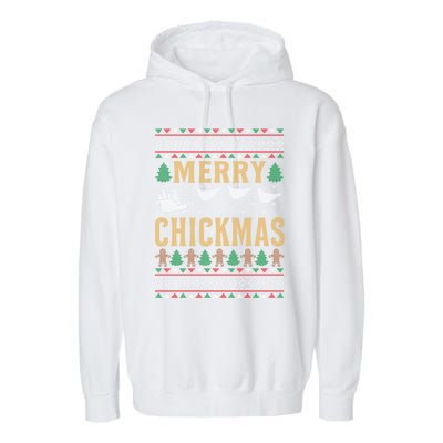 Merry Chickmas Santa Sleigh Chicken Funny Christmas Gift Funny Gift Garment-Dyed Fleece Hoodie