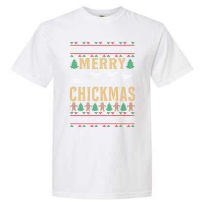 Merry Chickmas Santa Sleigh Chicken Funny Christmas Gift Funny Gift Garment-Dyed Heavyweight T-Shirt