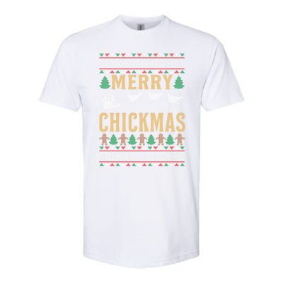 Merry Chickmas Santa Sleigh Chicken Funny Christmas Gift Funny Gift Softstyle CVC T-Shirt