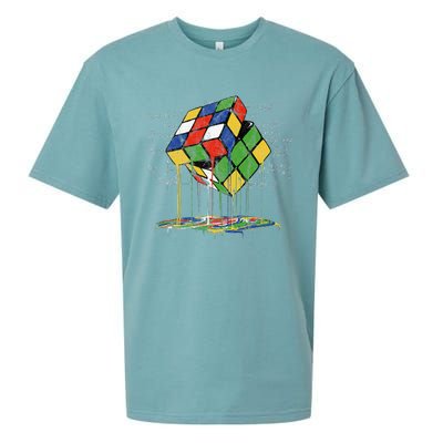 Melting Cube Speed Cubing Vintage Puzzle Math Sueded Cloud Jersey T-Shirt