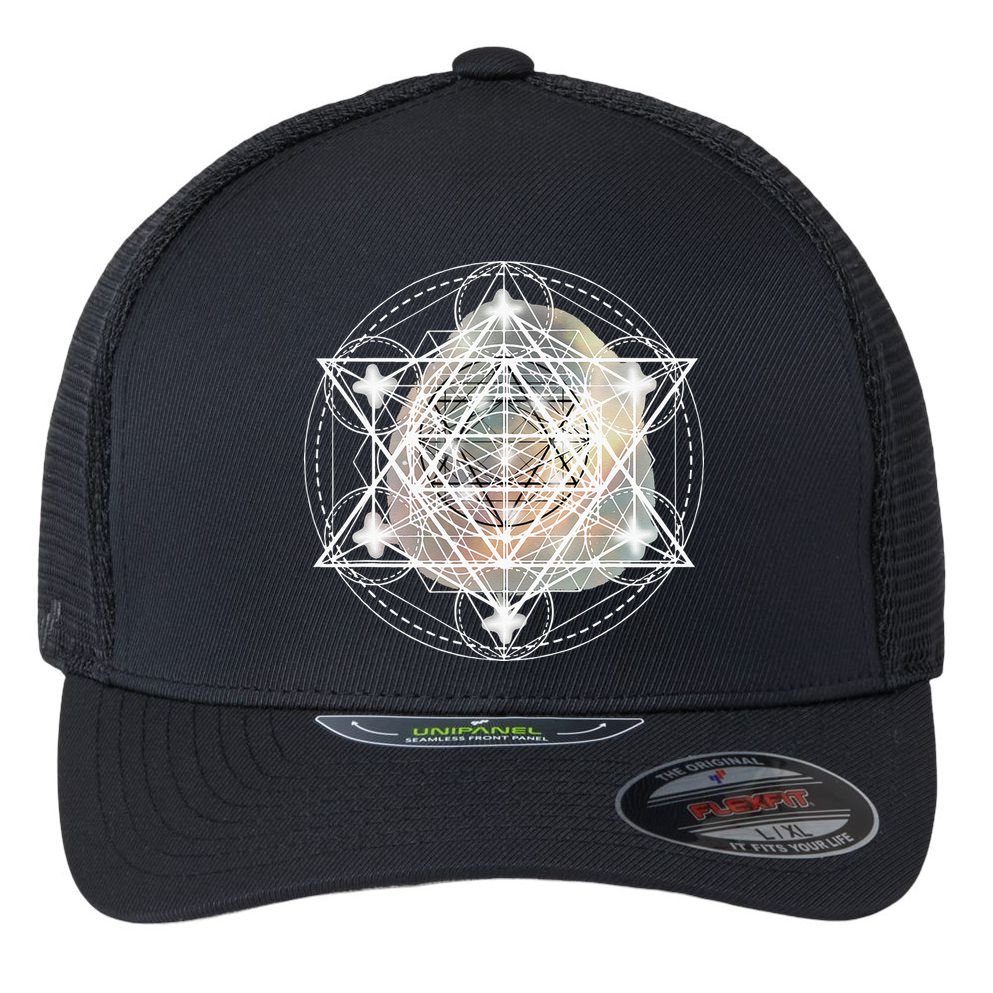 Metatron Cube Sacred Geometry Spiritual Yoga Flexfit Unipanel Trucker Cap
