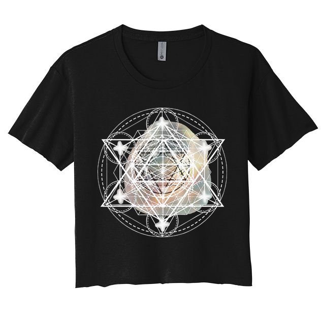 Metatron Cube Sacred Geometry Spiritual Yoga Women's Crop Top Tee