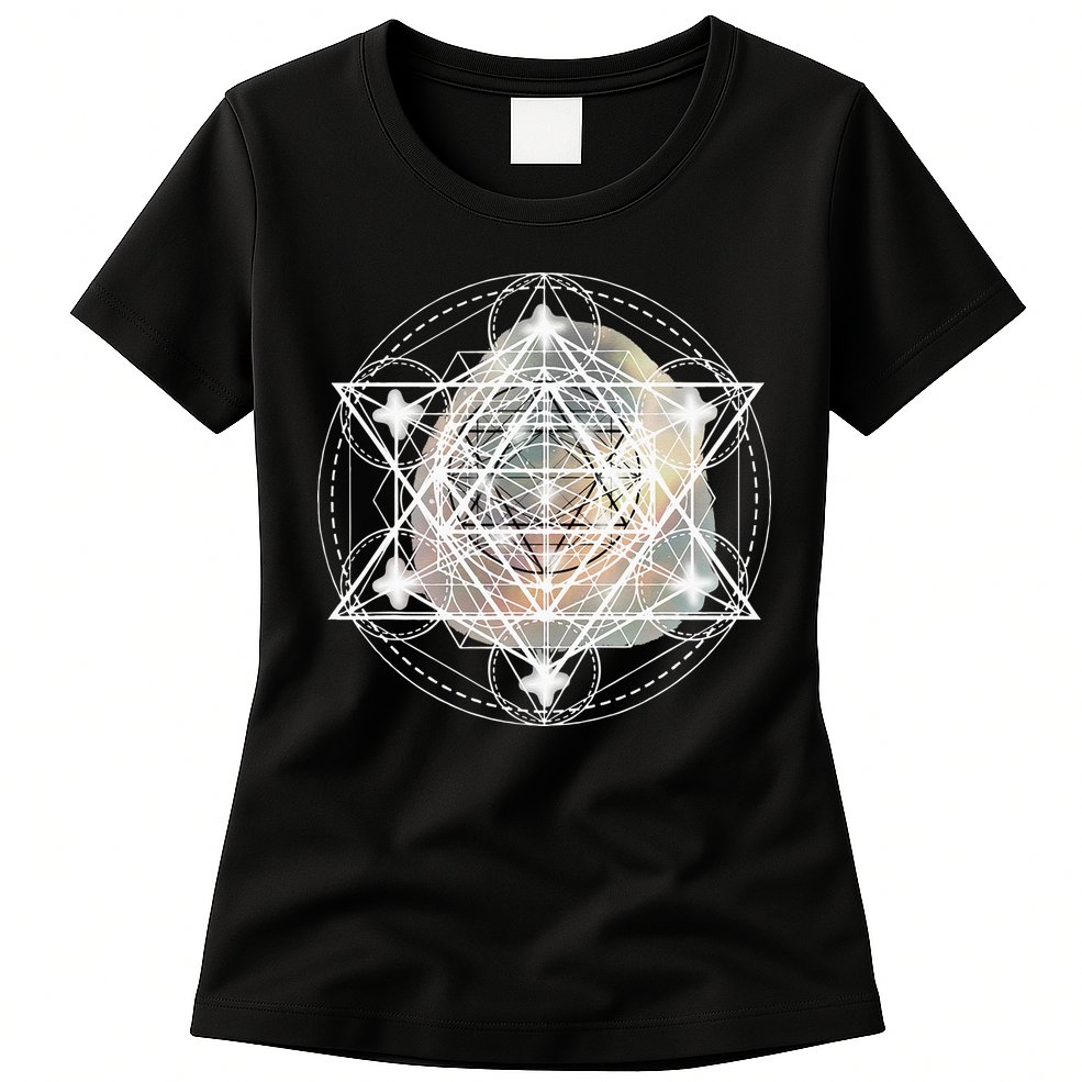 Metatron Cube Sacred Geometry Spiritual Yoga Womens T-Shirt