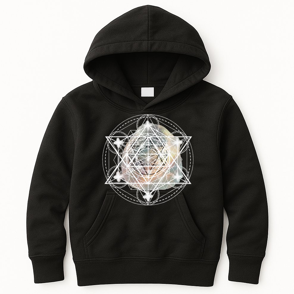 Metatron Cube Sacred Geometry Spiritual Yoga Kids Hoodie