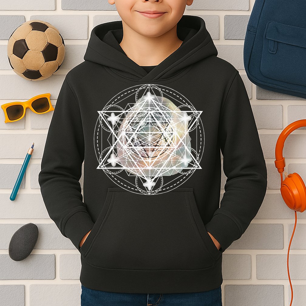 Metatron Cube Sacred Geometry Spiritual Yoga Kids Hoodie