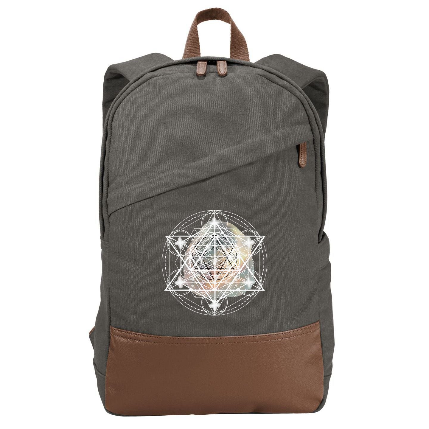 Metatron Cube Sacred Geometry Spiritual Yoga Cotton Canvas Backpack