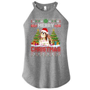 Merry Christmas Santa Light Shih Tzu Dog Family Ugly Sweater Gift Women's Perfect Tri Rocker Tank