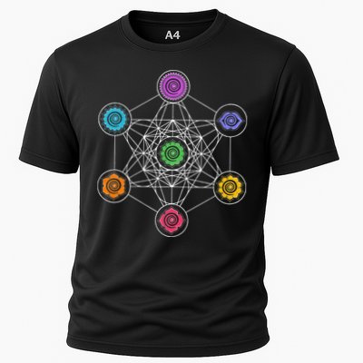 Metatrons Cube Sacred Geometry Lotus Chakra Yoga Symbol 4D Cooling Performance Crew T-Shirt