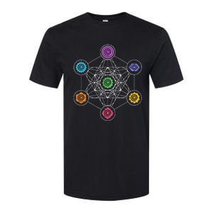 Metatrons Cube Sacred Geometry Lotus Chakra Yoga Symbol 4D Softstyle CVC T-Shirt