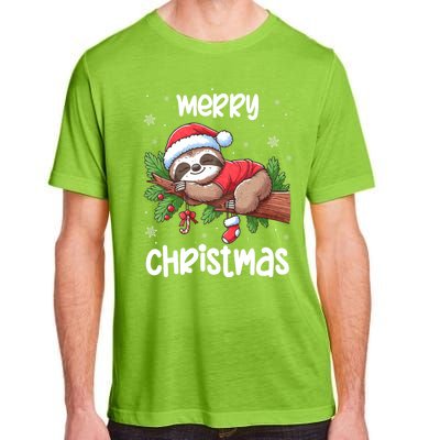 Merry Christmas Sloth Lazy Funny Christmas Sloth Lover Xmas Adult ChromaSoft Performance T-Shirt