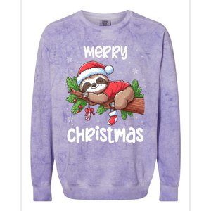 Merry Christmas Sloth Lazy Funny Christmas Sloth Lover Xmas Colorblast Crewneck Sweatshirt