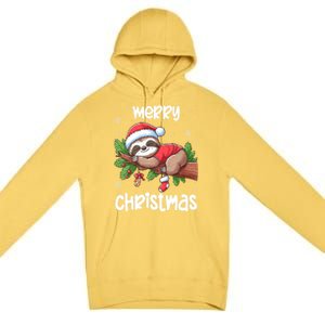 Merry Christmas Sloth Lazy Funny Christmas Sloth Lover Xmas Premium Pullover Hoodie