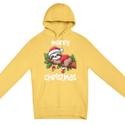 Merry Christmas Sloth Lazy Funny Christmas Sloth Lover Xmas Premium Pullover Hoodie