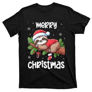 Merry Christmas Sloth Lazy Funny Christmas Sloth Lover Xmas T-Shirt