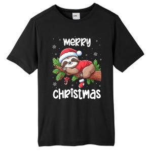 Merry Christmas Sloth Lazy Funny Christmas Sloth Lover Xmas Tall Fusion ChromaSoft Performance T-Shirt