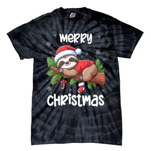 Merry Christmas Sloth Lazy Funny Christmas Sloth Lover Xmas Tie-Dye T-Shirt