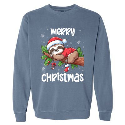 Merry Christmas Sloth Lazy Funny Christmas Sloth Lover Xmas Garment-Dyed Sweatshirt