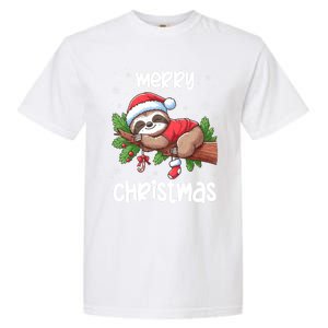 Merry Christmas Sloth Lazy Funny Christmas Sloth Lover Xmas Garment-Dyed Heavyweight T-Shirt