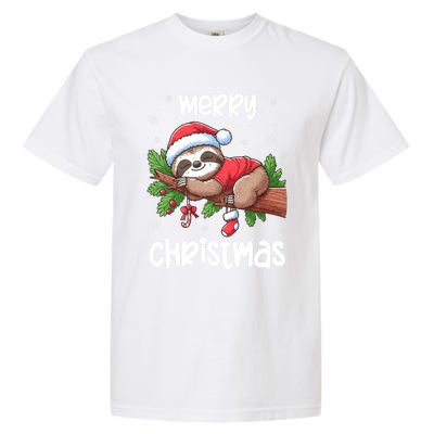 Merry Christmas Sloth Lazy Funny Christmas Sloth Lover Xmas Garment-Dyed Heavyweight T-Shirt