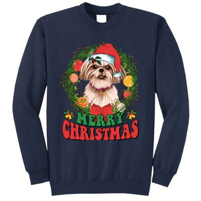 Merry Christmas Shih Tzu Santa Hat Dog Lovers Ugly Sweater Sweatshirt