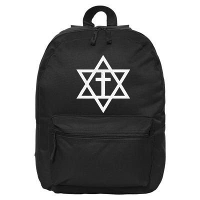 Messianic Cross Star Of David 16 in Basic Backpack