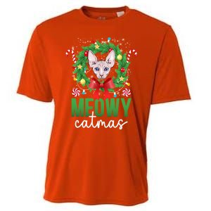 Meowy Catmas Sphynx Cat Christmas Sphynx Cat Xmas Party Meaningful Gift Cooling Performance Crew T-Shirt