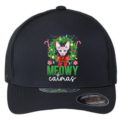 Meowy Catmas Sphynx Cat Christmas Sphynx Cat Xmas Party Meaningful Gift Flexfit Unipanel Trucker Cap