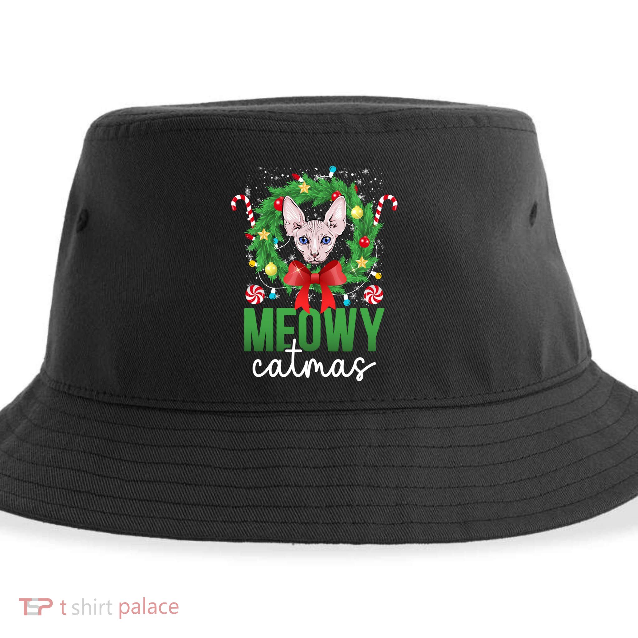 Meowy Catmas Sphynx Cat Christmas Sphynx Cat Xmas Party Meaningful Gift Sustainable Bucket Hat