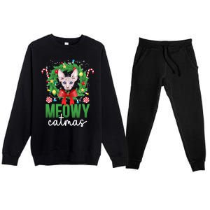 Meowy Catmas Sphynx Cat Christmas Sphynx Cat Xmas Party Meaningful Gift Premium Crewneck Sweatsuit Set