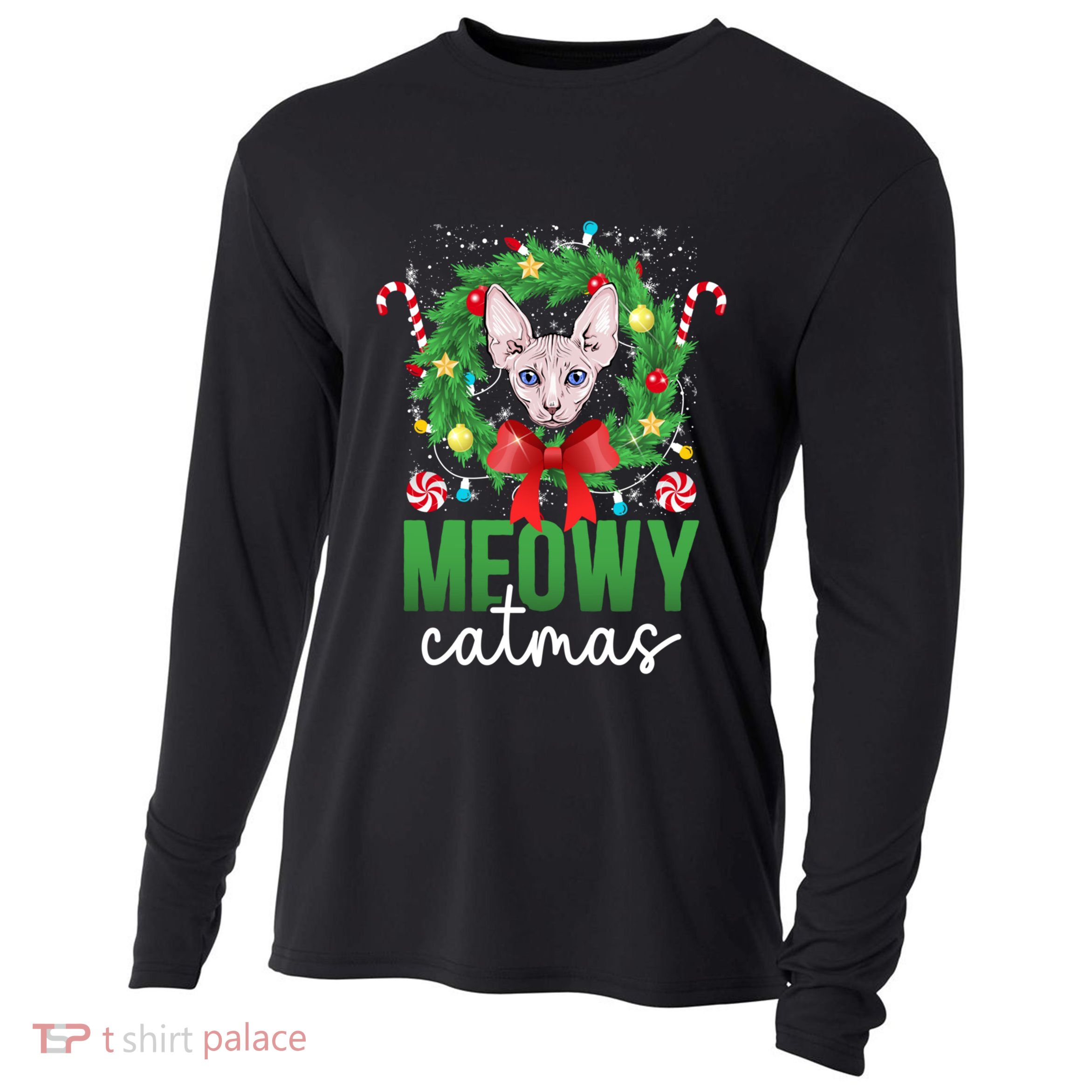 Meowy Catmas Sphynx Cat Christmas Sphynx Cat Xmas Party Meaningful Gift Cooling Performance Long Sleeve Crew
