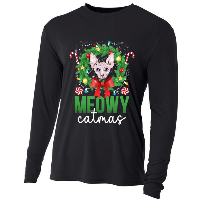 Meowy Catmas Sphynx Cat Christmas Sphynx Cat Xmas Party Meaningful Gift Cooling Performance Long Sleeve Crew