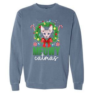 Meowy Catmas Sphynx Cat Christmas Sphynx Cat Xmas Party Meaningful Gift Garment-Dyed Sweatshirt