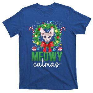 Meowy Catmas Sphynx Cat Christmas Sphynx Cat Xmas Party Meaningful Gift T-Shirt