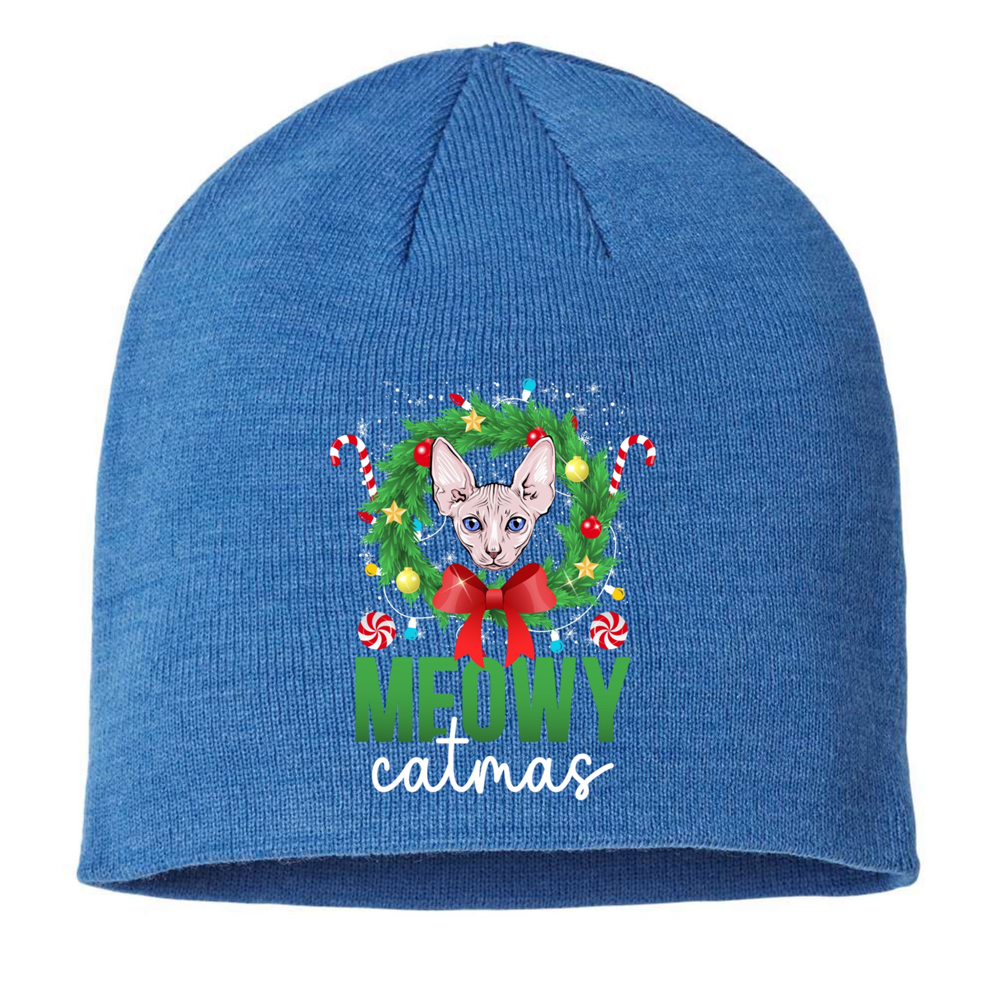 Meowy Catmas Sphynx Cat Christmas Sphynx Cat Xmas Party Meaningful Gift Sustainable Beanie