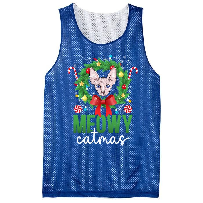 Meowy Catmas Sphynx Cat Christmas Sphynx Cat Xmas Party Meaningful Gift Mesh Reversible Basketball Jersey Tank