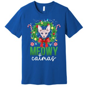 Meowy Catmas Sphynx Cat Christmas Sphynx Cat Xmas Party Meaningful Gift Premium T-Shirt