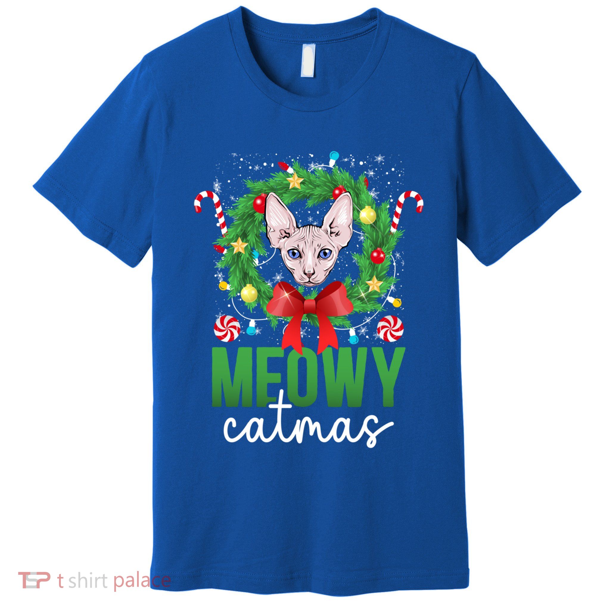 Meowy Catmas Sphynx Cat Christmas Sphynx Cat Xmas Party Meaningful Gift Premium T-Shirt