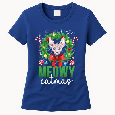 Meowy Catmas Sphynx Cat Christmas Sphynx Cat Xmas Party Meaningful Gift Womens T-Shirt